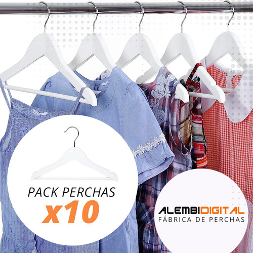 Imagen 2 de 8 de Perchas De Madera Niño Blancas X 10 Unidades