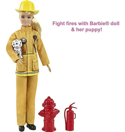 Juego De Bombero Barbie Con Muñeca Rubia (30 Cm), Ropa Y Acc