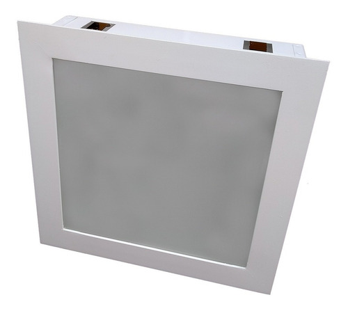 Plafon Embutir Com Vidro Interno Quadrado 20x20 Estrutura Branco