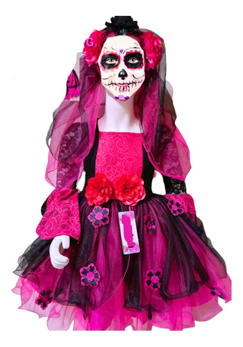 Vestido De Catrina Dia De Muertos Niña Halloween