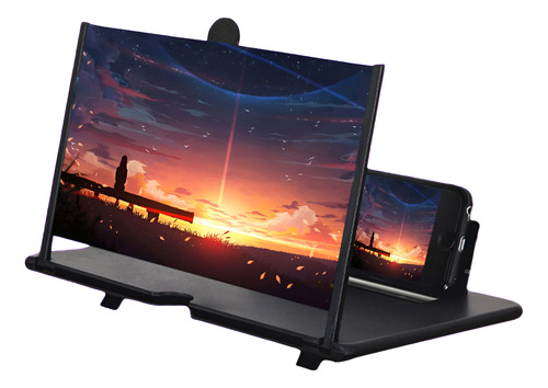 Ampliador De Pantalla 3d - Lupa Para Celular Soporte Cine Negro