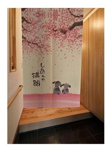 Ligicky Japonesa Puerta Cortina Noren Impreso Feliz Perros F