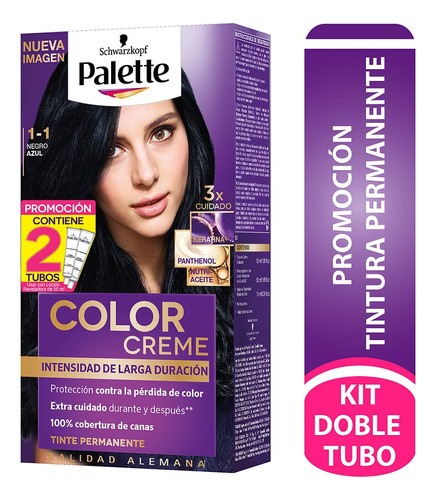 Tinte Palette Color Creme Permanente 1-1 Negro Azul Dt