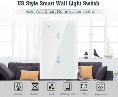 Imagen 6 de 8 de Apagador Inteligente Wifi Touch Doble 2 Botones Interruptor