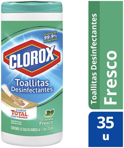 Toallas Húmedas Desinfectantes Clorox Bote Con 35 Unidades 