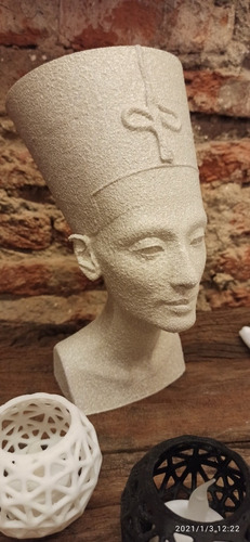 Maceta Nefertiti Texturizada En Piedra. Impresión 3d 