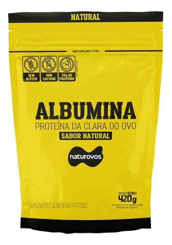 Albumina Naturovos 420g - Sabor Natural Sem Sabor