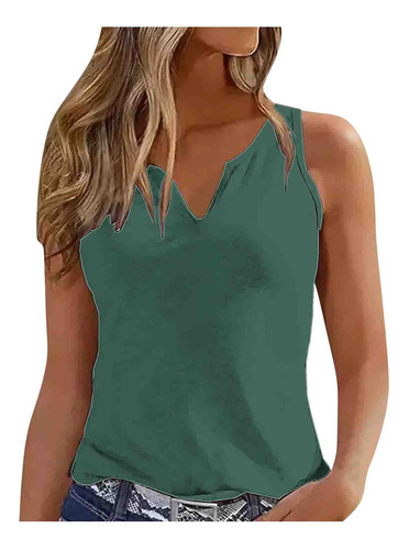 Polera P Para Mujer, Casual, Color Liso, Cuello En V, Bronce