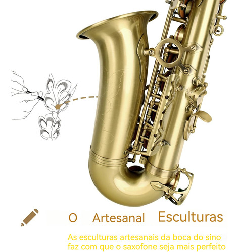 Sax Alto Vedo Dourado Completo Com Estojo Boquilha Amarelo