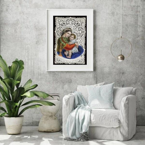 Quadro Arte Sacra Maria E Menino Jesus - 60x48cm