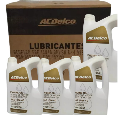 Caja 4x4l Aceite Semisintetico Acdelco 10w40 Api Sn/cf A3/b4