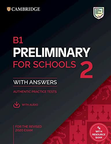 B1 Preliminary For Schools 2 Student`s Book With A, De Vvaa. Editorial Cambridge, Tapa Blanda En Inglés, 9999