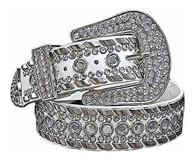 Magnífico Rhinestone Tachonado De Lujo Blanco Cinturón