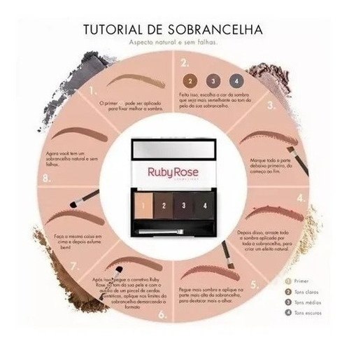 Trio De Sombra Para Sobrancelha Com Primer Ruby Rose Hb9354
