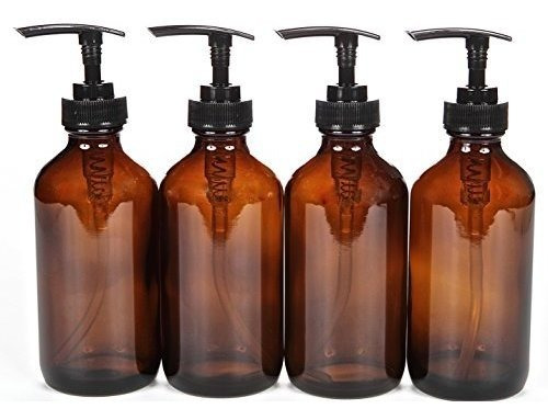 Vivaplex, 4, Grande, 8 Oz, Vacío, Botellas De Vidrio Ámbar C