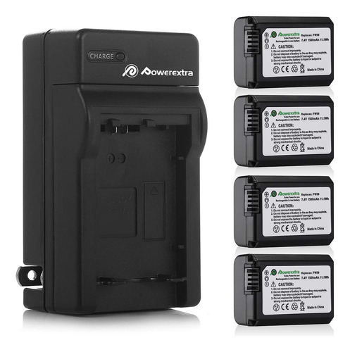 Powerextra Batería (paquete De 4) Y Cargador Para Batería.