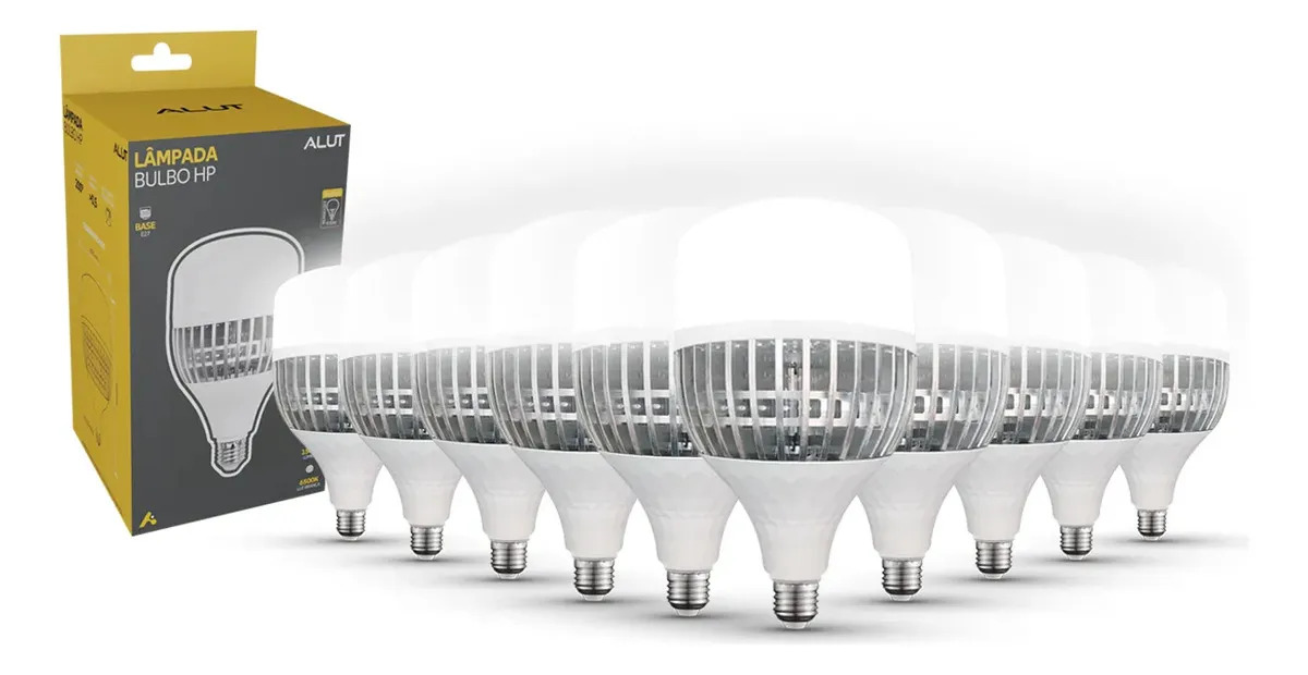 Kit 10 Lâmpadas LED Bulbo 70W Alta Potência Branco Frio 6500K Bivolt E27 - Super Bulbo Econômica 5600 Lúmens Ideal Galpão Fábrica Comércio
