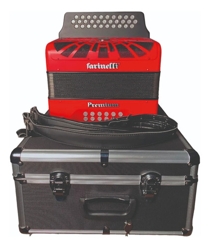 Farinelli 3012frhg Acordeón Botones Premium 5 Voces Rojo Fa