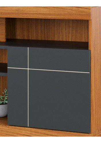 Moveis Mueble Para Tv De Hasta 50 Con Puertas Corredizas Color Negro Con Café