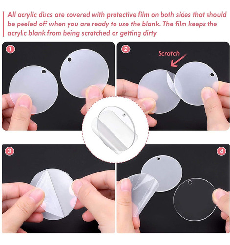 50pcs Acrílico Círculo Llavero Para Bricolaje Llavero
