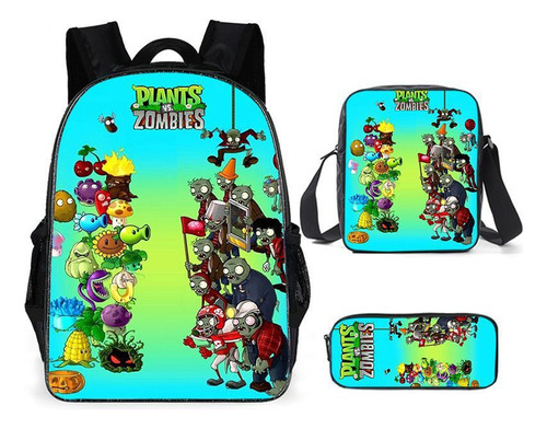 Plantas Contra. Mochila Zombies De 3 Piezas