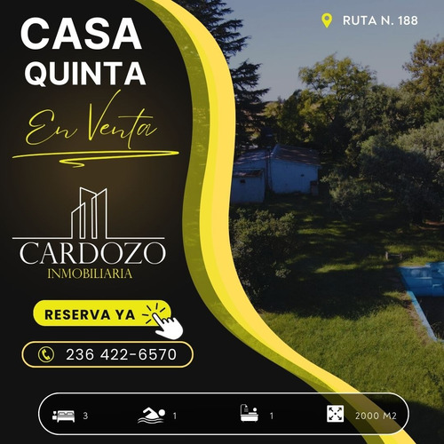 Casa Quinta Con Pileta En Venta 2000 M2 Junin Pcia Bs As Ruta 188 Oportunidad