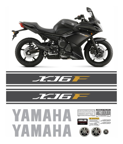 Kit Adesivo Emblema Yamaha Xj6f Etiqueta 2011 2012 Xj6f1102