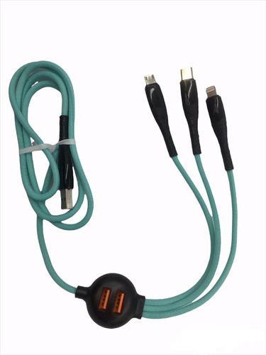 Cable Usb Reforzado Pulpo 3 En 1 + 2 Puertos Usb Ca-128