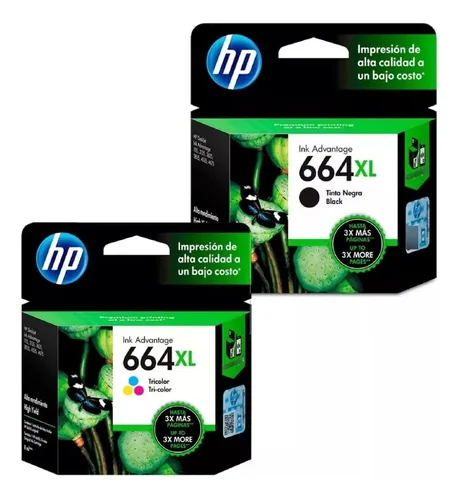 Kit X2 Cartuchos De Tinta Hp 664xl Originales Negro Y Color