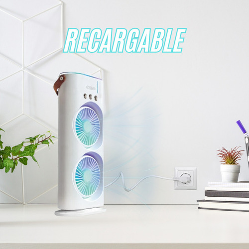 Ventilador Torre Dual Con Nebulizador 3 Vel C Control Remoto