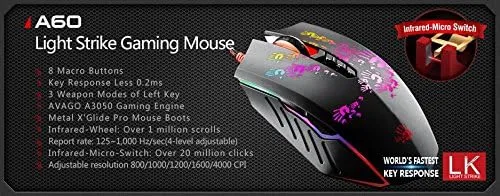 Mouse Ópticobloody A60l 8000 Dpi ,gamer, Programable