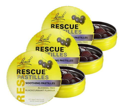 3x Rescue Pastilhas Floral De Bach 50g Groselha