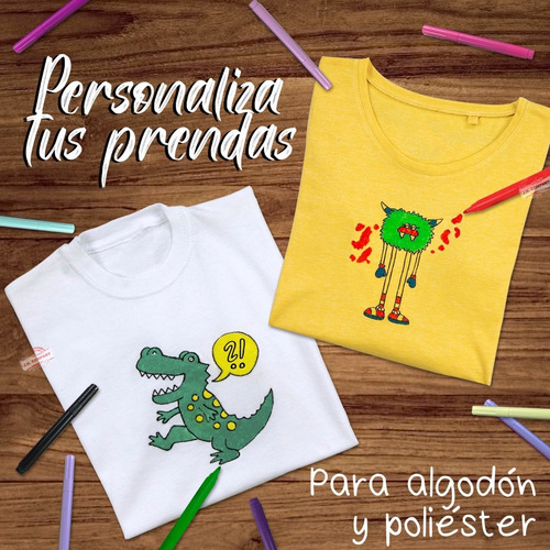 Imagen 4 de 10 de Set 8 Plumones Marcadores Textiles Para Tejidos Kik12071