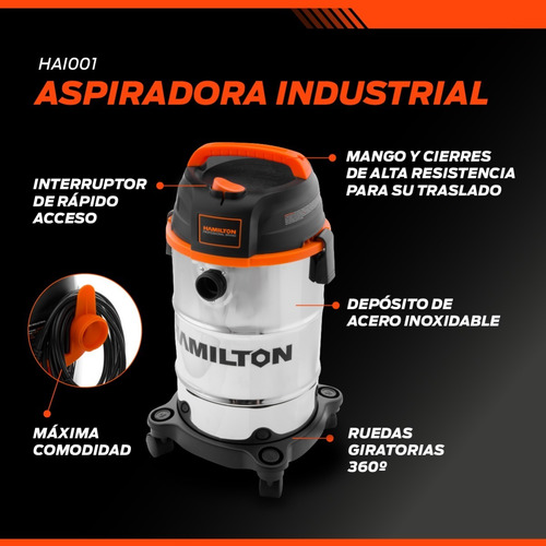 Imagen 11 de 12 de Hamilton HAI001 19 L - Plateado/Negro/Naranja - 220V - 240V - 50 Hz/60 Hz