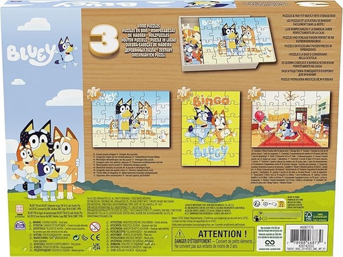 Bluey, 3 Rompecabezas De Madera.