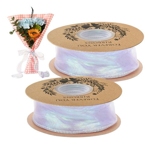 2 Rollo Liston Liso De Organza 40mmx18cm Cintas Decorativas