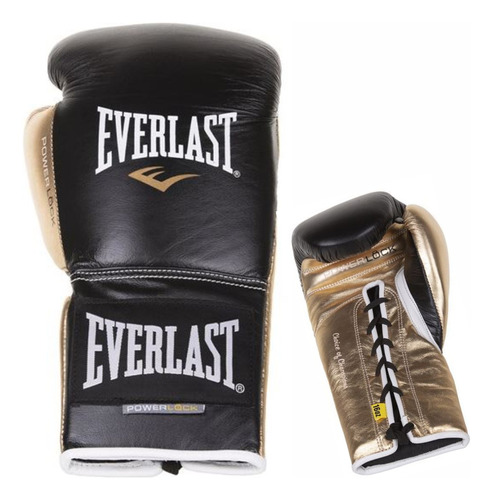 Luvas De Treino Boxe Everlast Powerlock Com Amarração Preto