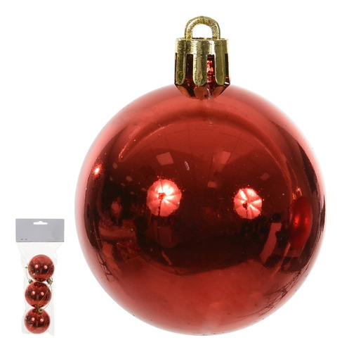 Pacote De Bolas De Natal Florarte Vermelhas Com 3un De 6cm
