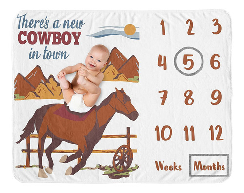 Wild   Cowboy Boy Milestone Manta Mensual Para Recién ...