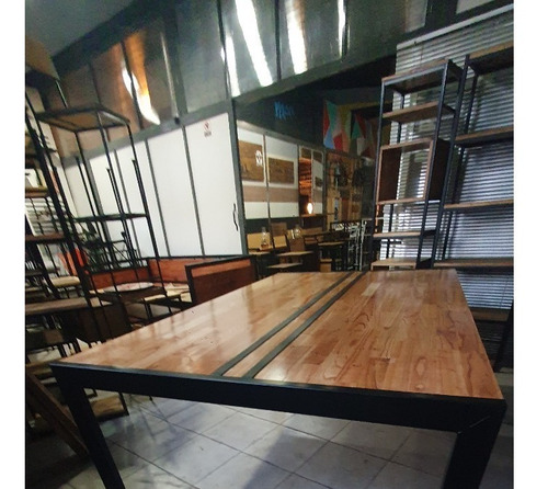 Imagen 6 de 8 de Mesa Industrial Madera Paraiso 200x120 Laqueado 70/30 Hierro