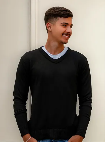 Sueter Masculino Decote V Blusa Lã Cardigan Básico Tricot