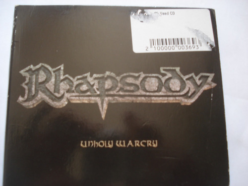 Cd Single Rhapsody Unholy War Cry