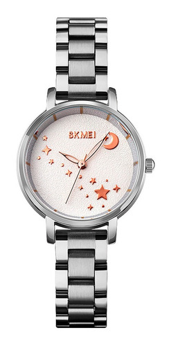 Reloj Mujer Skmei 1708 Acero Minimalista Elegante Clasico Color De La Malla Plateado