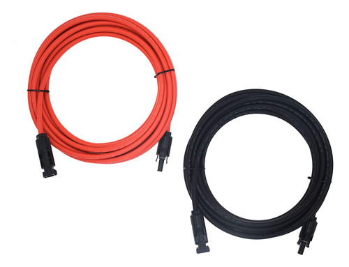 1 Par Negro + Rojo 10 Awg (6 Mm²) Cable De Extension De Cabl
