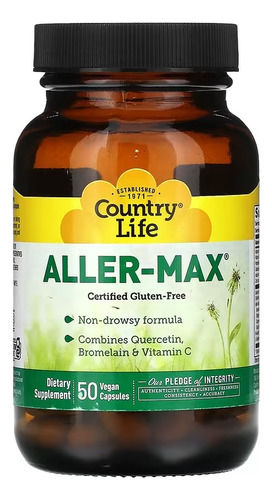 Country Life Aller Max Quercetina Bromelina 50 Caps Sabor Sin Sabor
