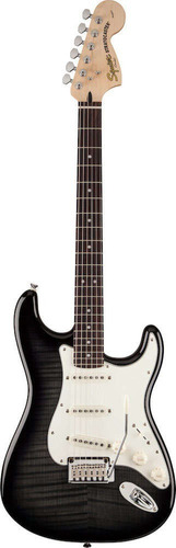 Squier Stratocaster Fmt Rw, transparente, flamejante, cor preta