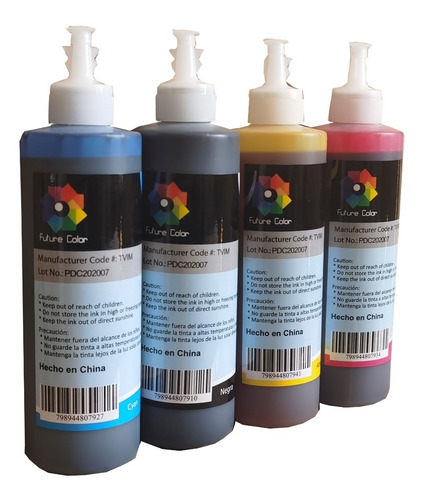 Pack 4 Pzs Tinta Universal Para Todas Las Marcas Impresoras 