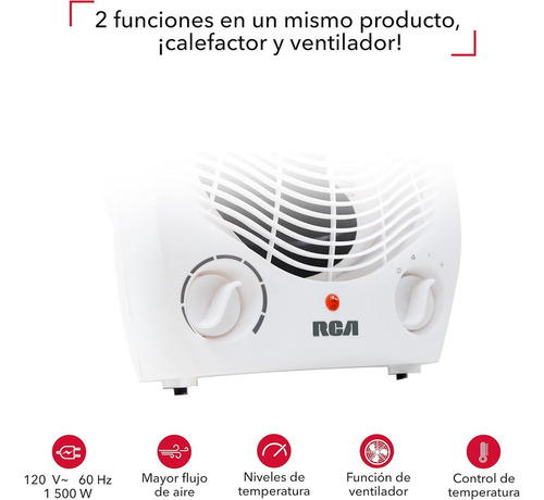 Calefactor Eléctrico Compacto 1500w Ideal Para Hogar Oficina