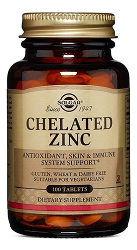 Solgar | Chelated Zinc | 22mg | 100 Tablets | El Mejor