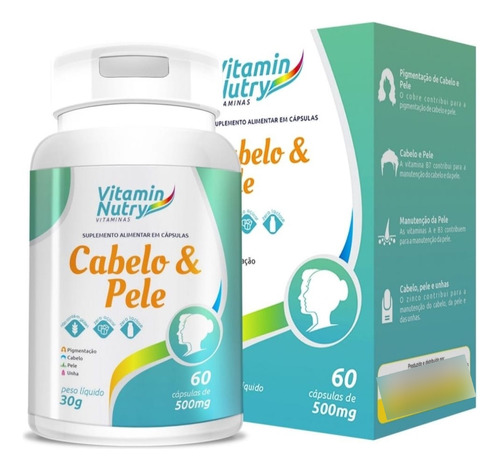 Kit 3 Potes Cabelo E Pele 500mg (60 Caps) - Bionutrir Sabor Sem Sabor